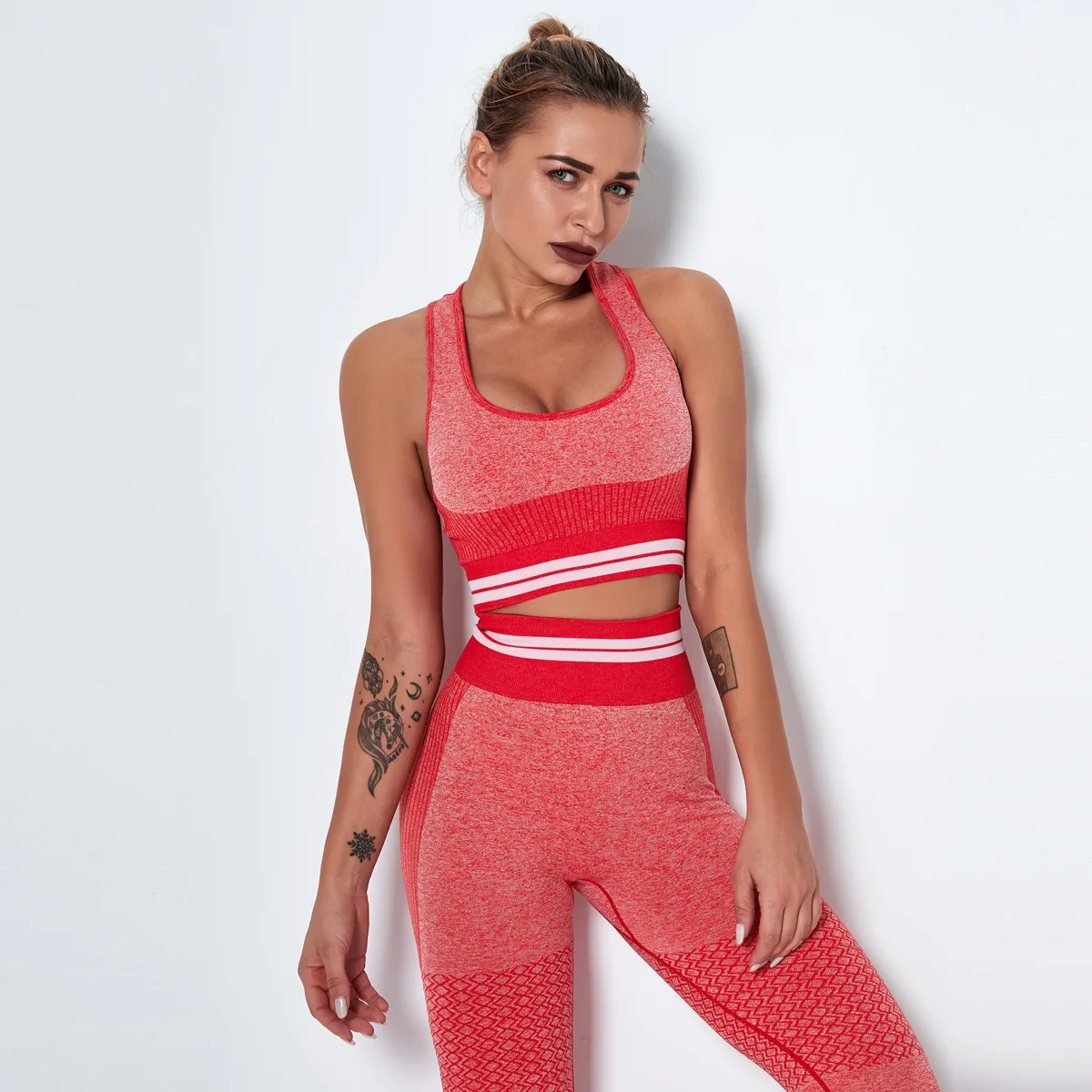 

Women 4 Colors Stripe Crop Top Gym High Quality Sports Seamless Fitness Bra