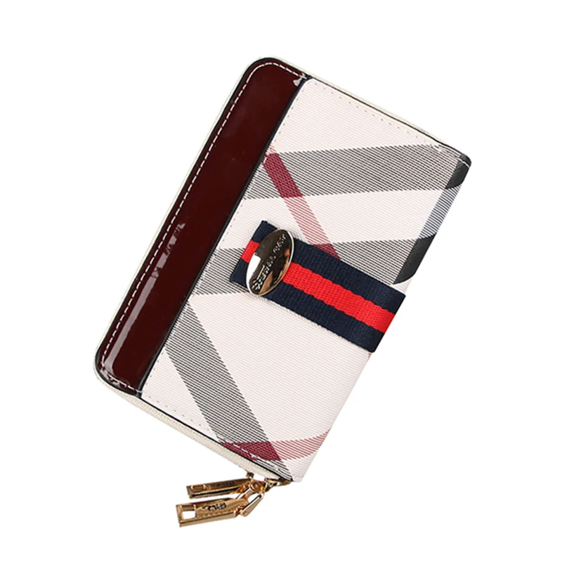 

stitch cardholder cat design lastest plaid printing key wallets leather manufacturers clutch bag, Black,apricot,wine red