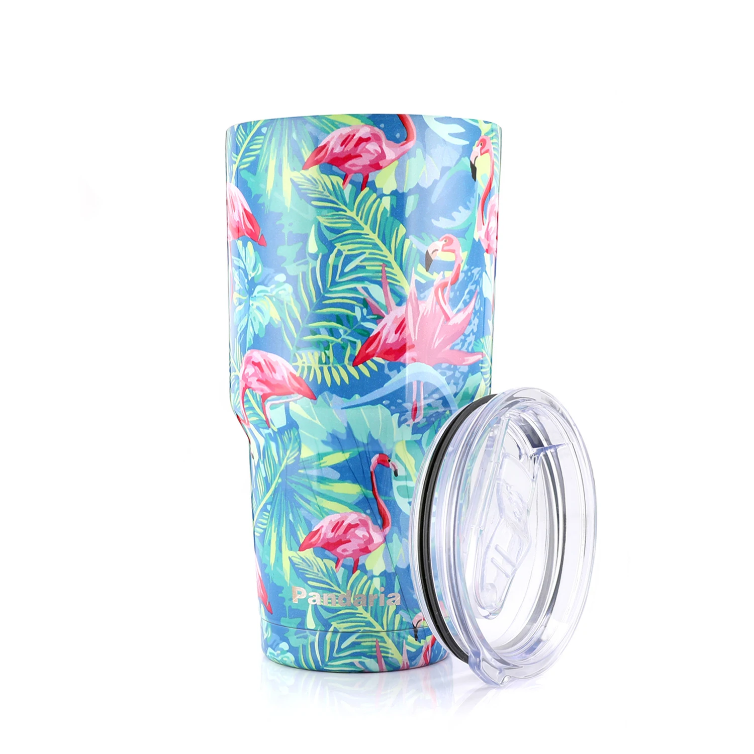 

Custom LOGO Flamingo Pattern Water Transfer Water Transfer Printing  Travel Coffee Cup SS304 Tumbler Cup with slide Lid, Multi-colors