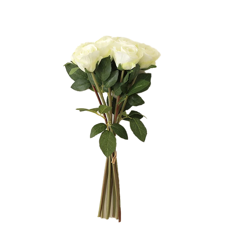 

Factory Wholesale White Artificial Artificial Flower Silk Rose Bridal Bouquet for Wedding Decor