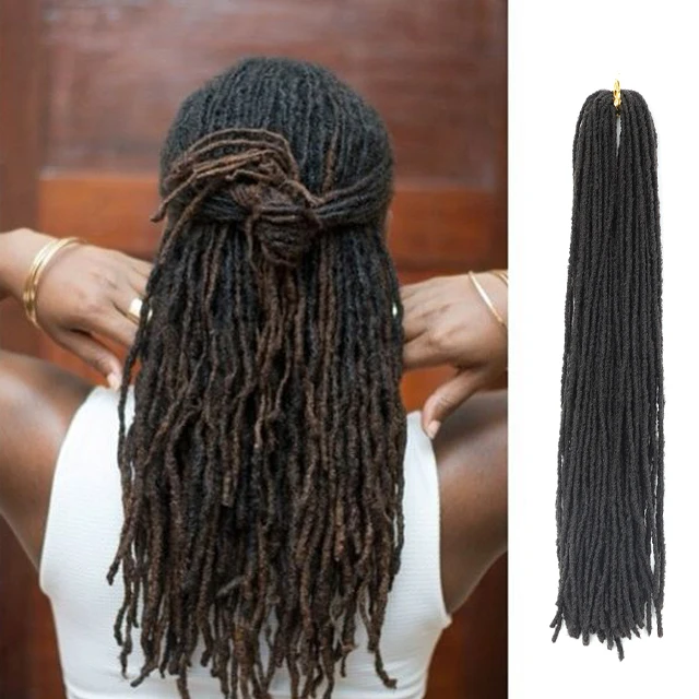 

18 Inch Goddess Faux Locs Straight Gypsy Locs Crochet Hair Ombre Crochet Braids Dreadlocks Pre-Looped Synthetic Hair Extensions