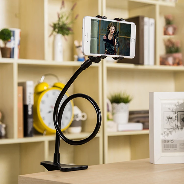 

Flexible Holder 360 Rotating Adjustable Long Arm Clip Stent Bed Desk Gooseneck Bracket Stand Cell Phone Holder, Black, pink, yellow, purple, blue