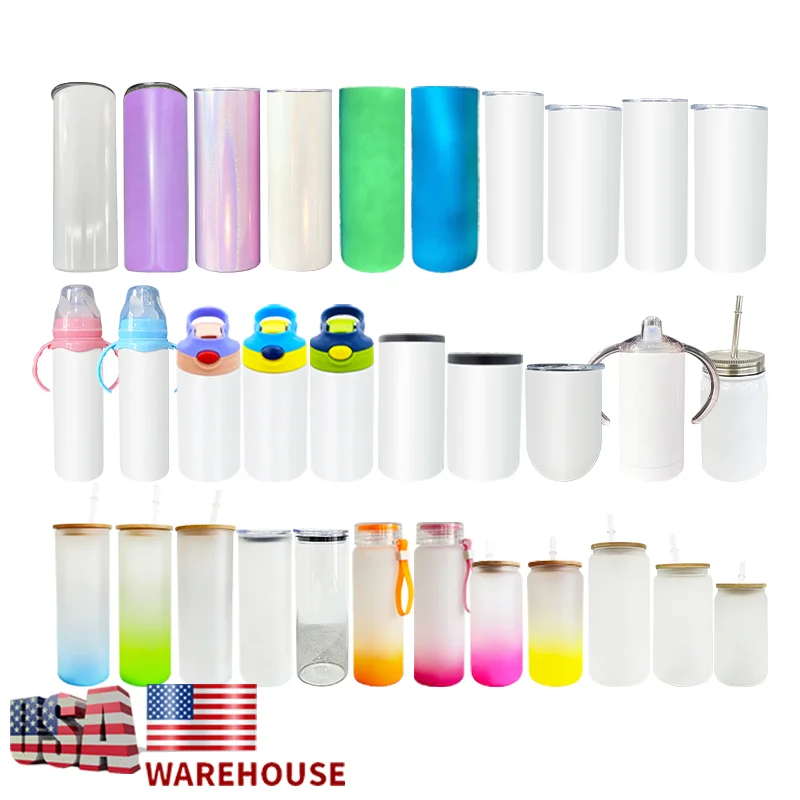 

DIY US Warehouse RTS 304 double walled Stainless steel Heat Transfer sublimation blanks 20oz skinny tumbler With metal straw