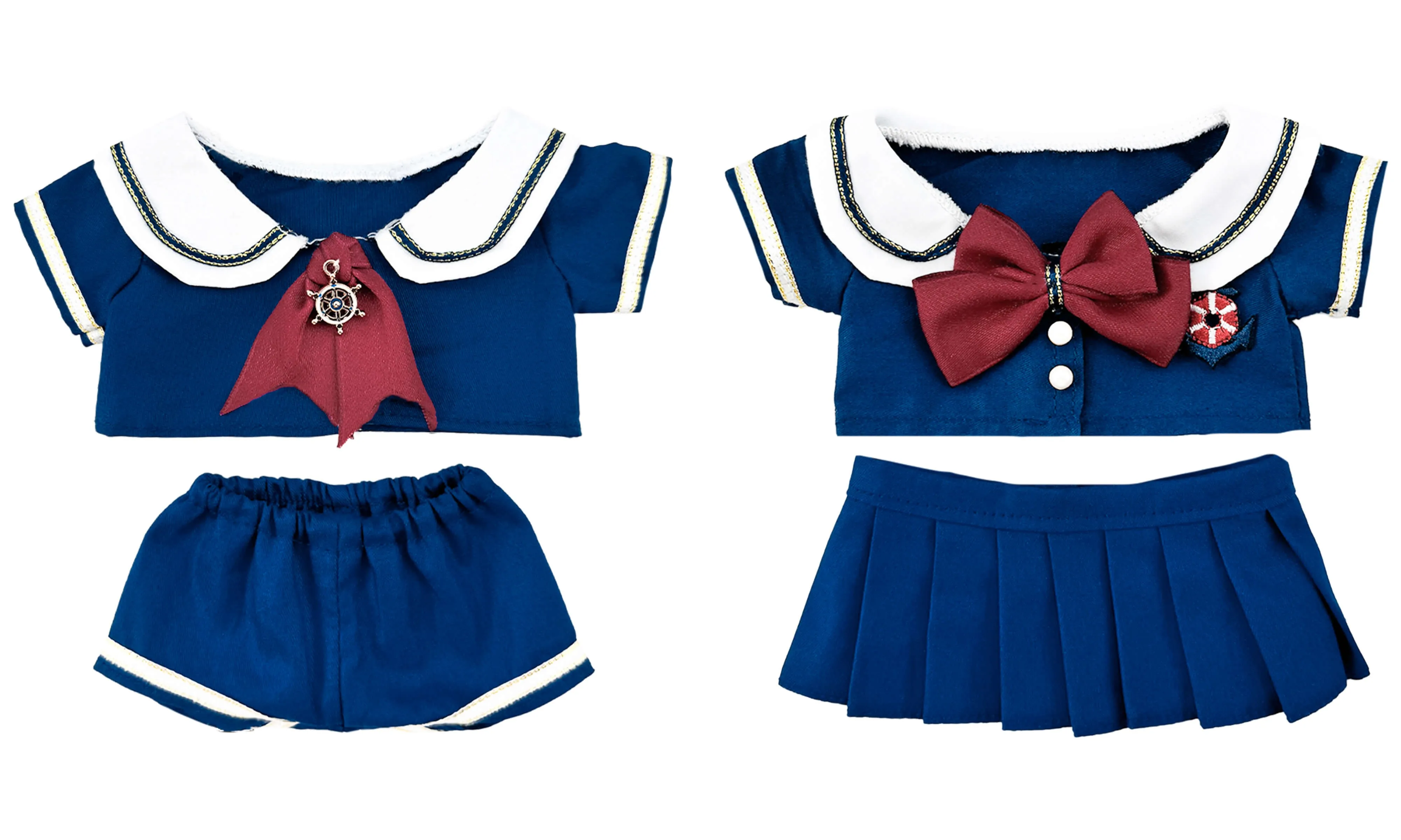 Two completed sailor suit outfits for 20cm plush dolls
