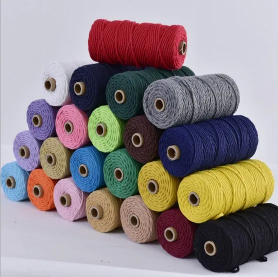 

wholesale 1mm 2mm 3mm 4mm 5mm 6mm 8mm twisted 100% cotton macrame cord, Custom color