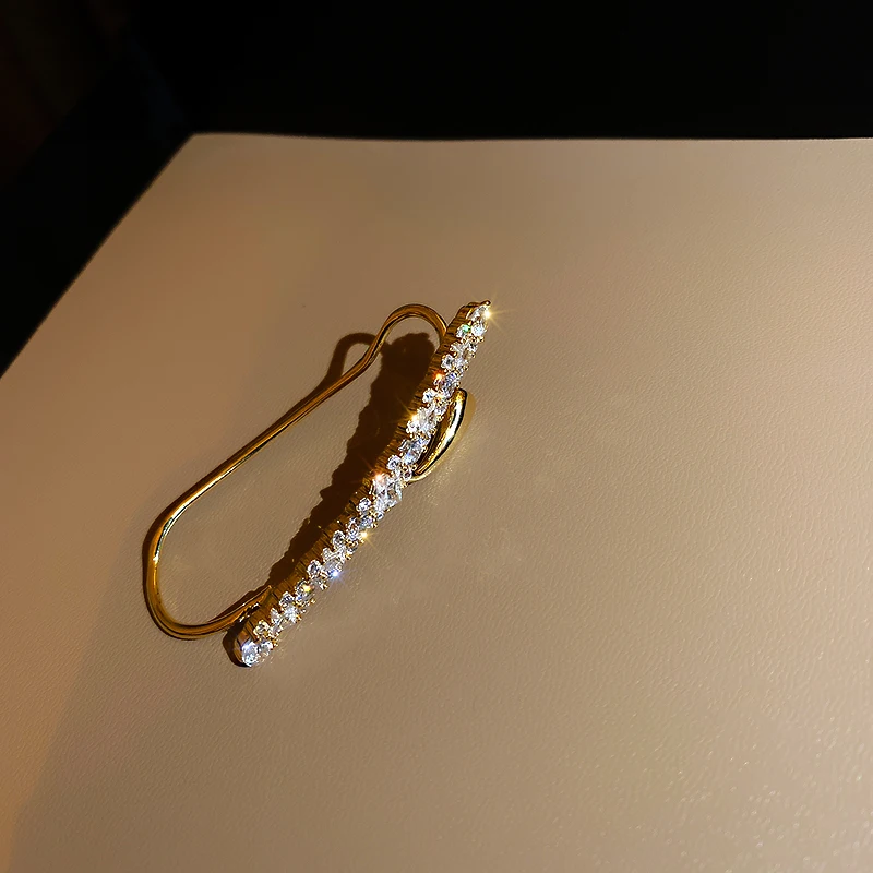 

fashion trendy simple crystal cuff earrings gold plated