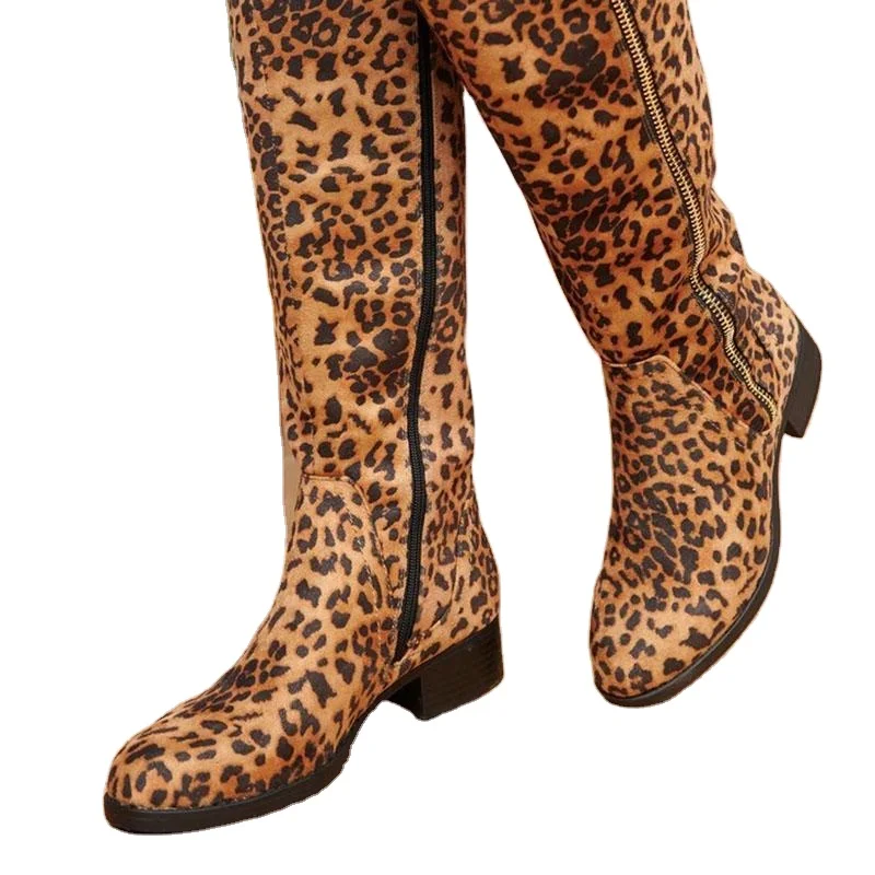 

China factory best quality leopard print women over knee high boots thigh high leopard boots, Yellow leopard/grey leopard/pink leopard