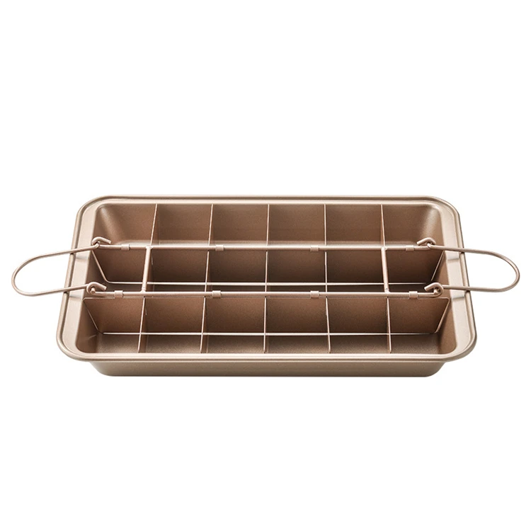 

Non Stick Carbon Steel Brownie Baking Tray With 18 Pre-slice Dividers Brownie Pan, Non-stick coating