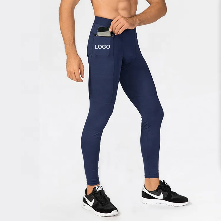 

Men custom logo workout tights PRO training quick dry men compression pants leggings with pocket, 10 colors or custom