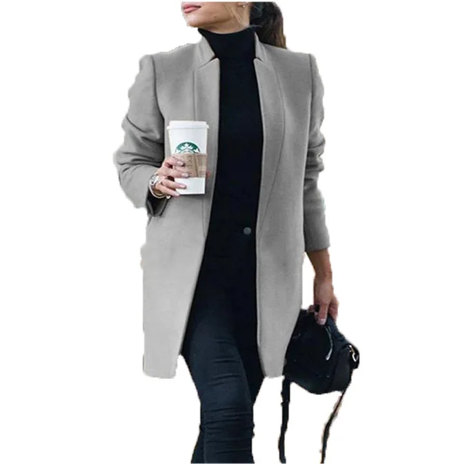 

Autumn And Winter New Casual Fashion Solid Lady Coat Jacket Blazer Feminine Woman Plus Size Coat, Black/khaki/apricot/blue/yellow/red
