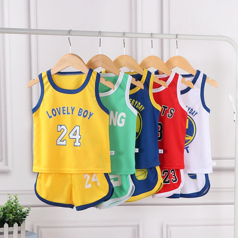 

2021Summer kid's Clothing Basketball Vest Set Quick-drying breathable kids sweat suits baby clothes, Picture shows