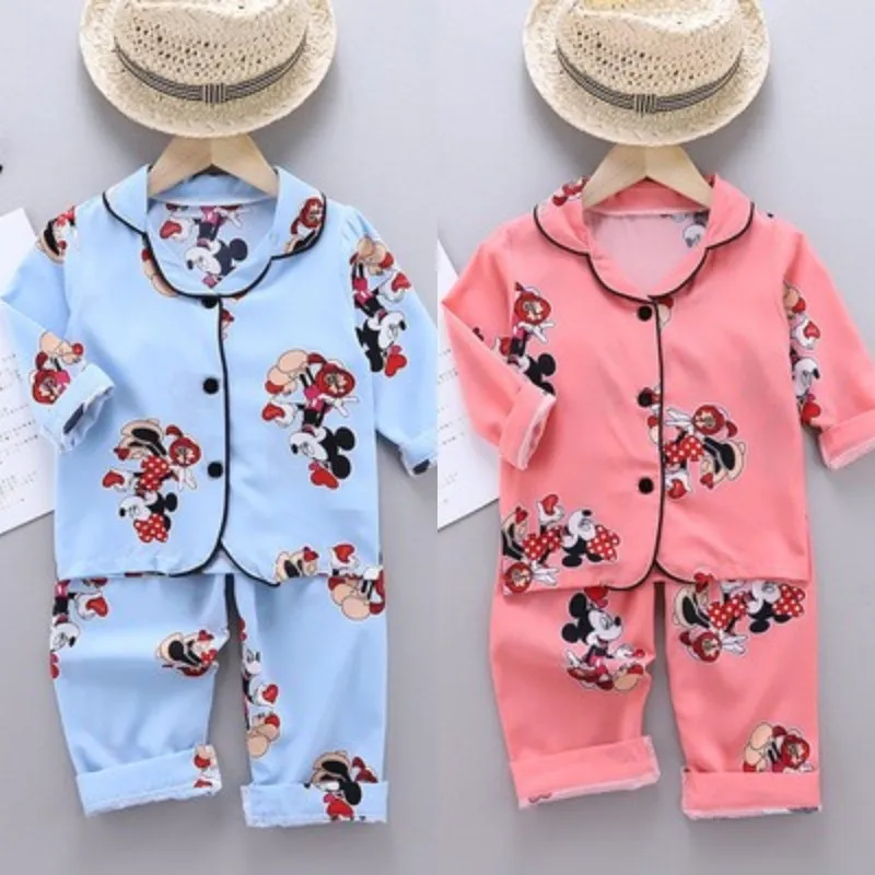 

Children's Home Clothes Spring and Autumn Boys and Girls Cartoon Long Sleeved Trousers Thin Pajamas Two-piece Suit