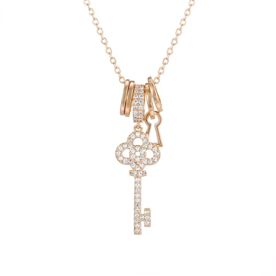 

YMnecklace-01256 Xuping Jewelry Fashion key with diamond rose gold premium pendant Necklace