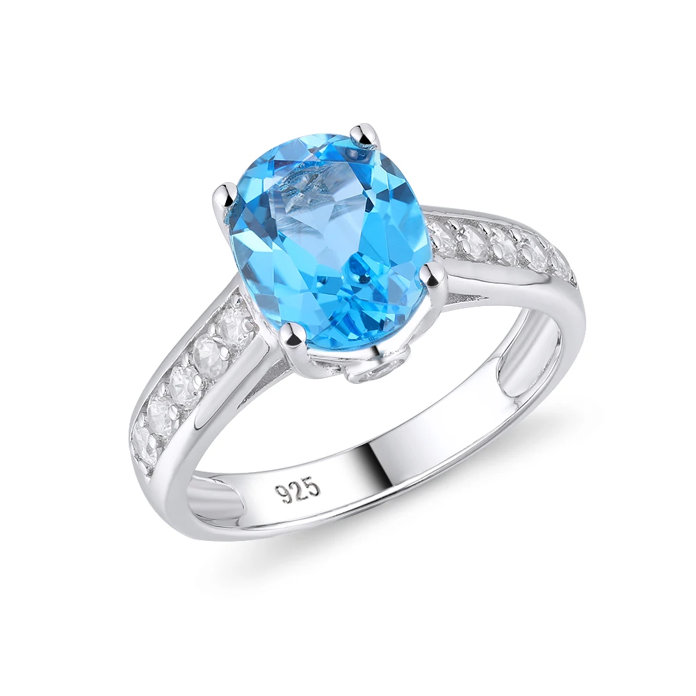 

Stylish Natural Blue Topaz Gem Women Jewelry 925 Sterling Silver Classic Wedding Engagement rings jewelry