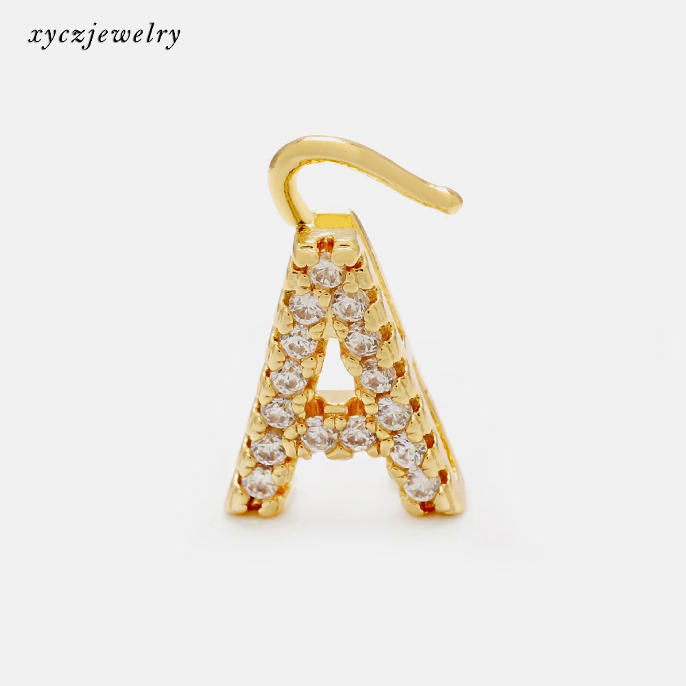 

Best Selling Initial Letter Charms 18 k Gold Plated 26 Alphabet Initial Jewelry Earring Charms, White