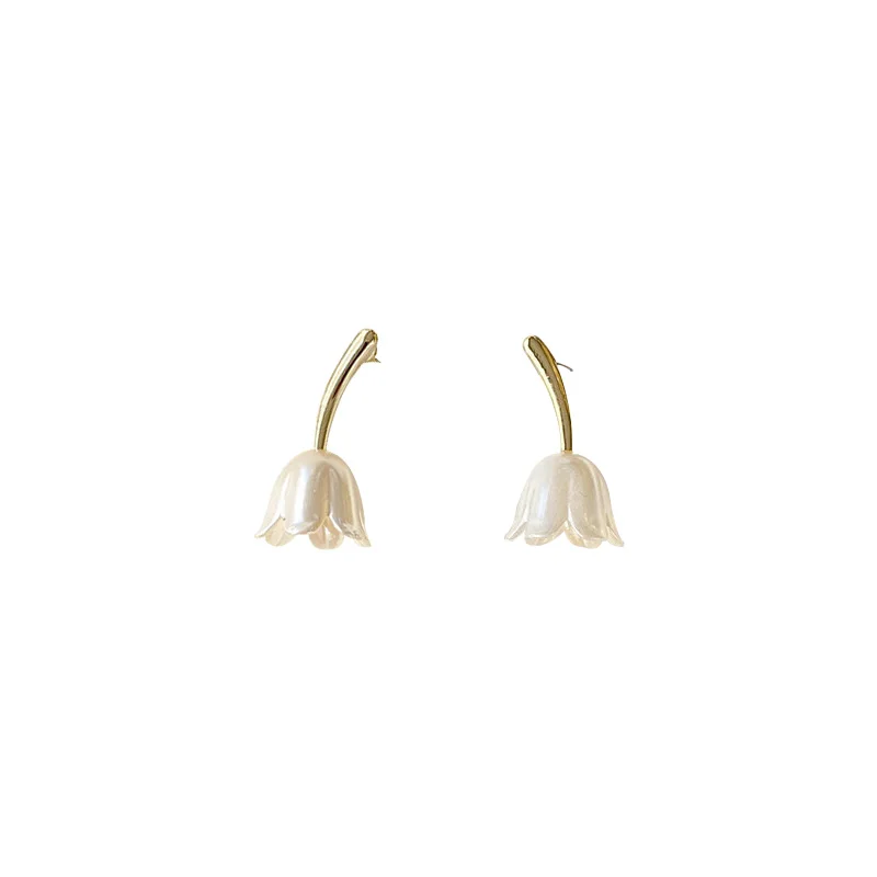 

ED65641Wholesale korean simple and cute tulip flower 925 silver post fashion stud earrings 14K Gold Plated Women Jewelry