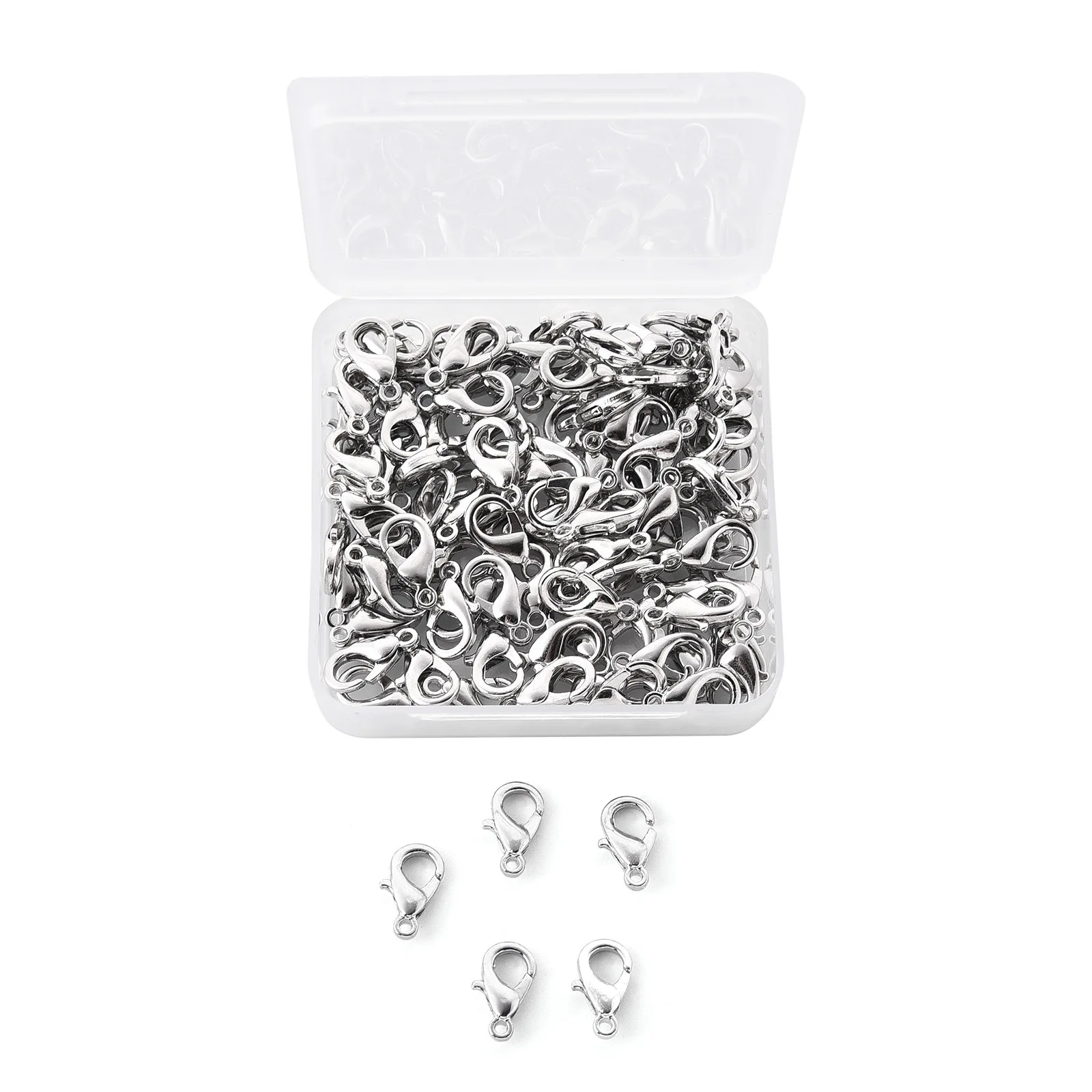 

Hobbyworker 12mm Hot Selling 100Pcs/Box With Alloy Lobster Clasps Set Charms for DIY Jewelry Making Accessories J0897, Picture