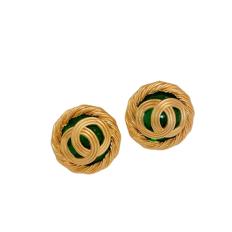 

New luxury emerald earrings designer earrings for well-known jewelry brands for women wholesale, Gold color