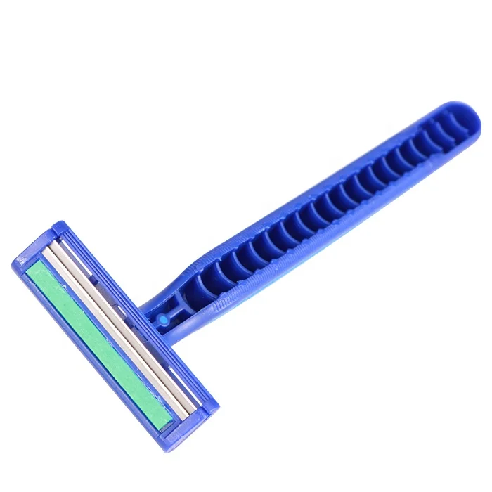 

Hot Selling Two Blades Manual Cheap Plastic Disposable Classic Shaving Razor, Blue or customized