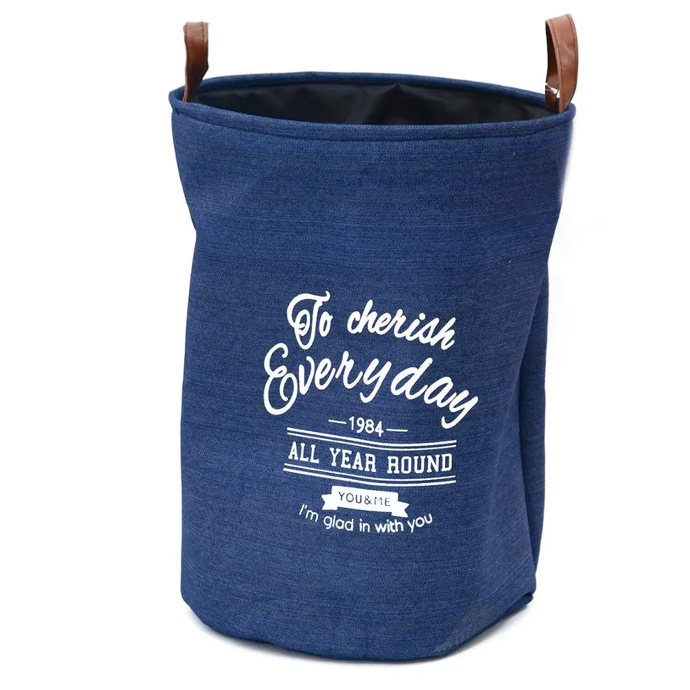 Fabric & EVA Laundry basket foldable storage basket & bags with leather handles