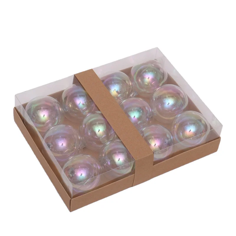 

Factory Wholesale 6cm transparent multi-color Christmas ball Shatterproof Plastic holiday ornaments
