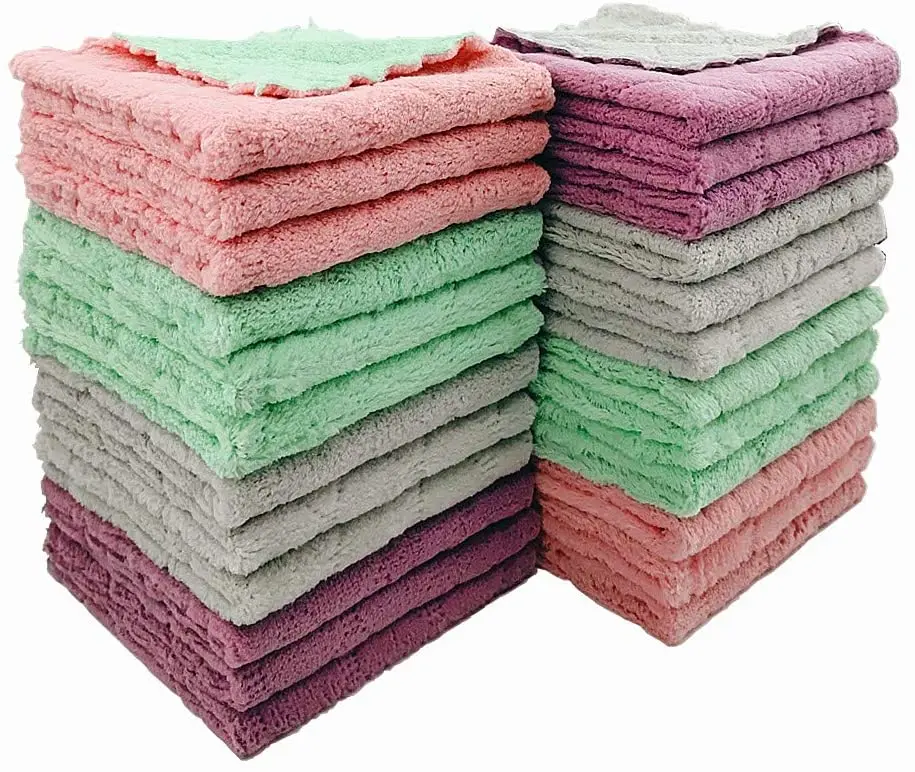 

Factory Direct Sales Eco-Friendly Household Kitchen Cleaning Embossed Rags Dishcloths, Green,violet,pink