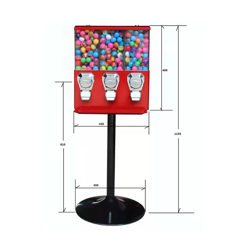 
Triple Head Bulk Candy Vending Machines Triple Gumball vending Machine for Sale 