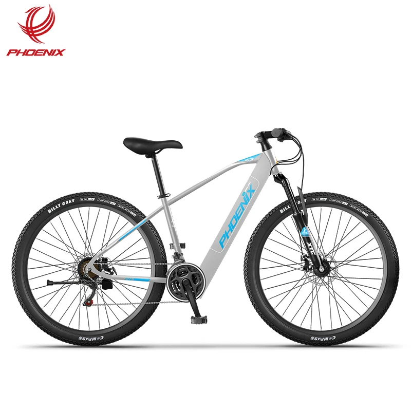 

Phoenix silver 29" 36V 9.6AH Carbon Steel Electric Mountain Bike lithium battery electric downhill bicycle