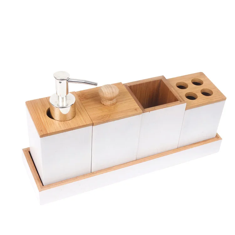 Good Quality Multifunction Bamboo Toothbrush Holder Soap Dispenser 5 ...