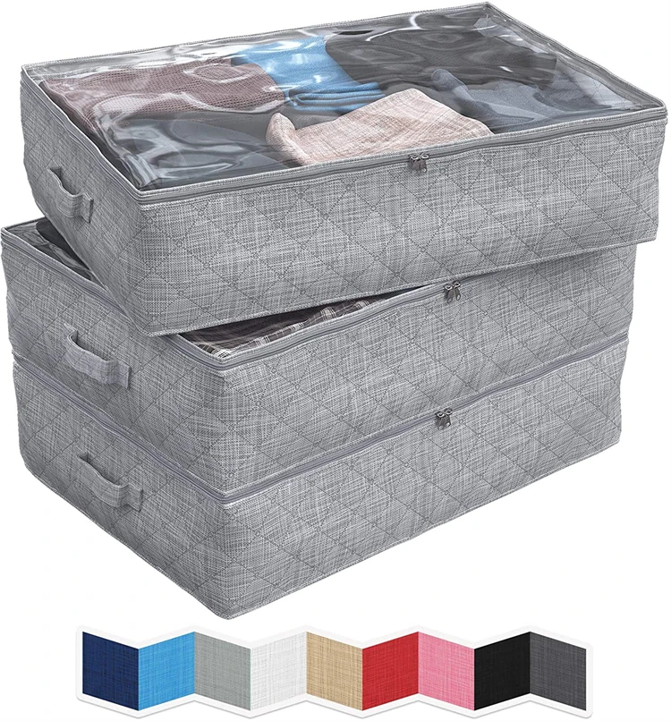

Under Bed Storage Bags Underbed Clothing Organizer Ultra Reinforced Handles & Zipper Stackable Storage Containers for Bedroom, Customized