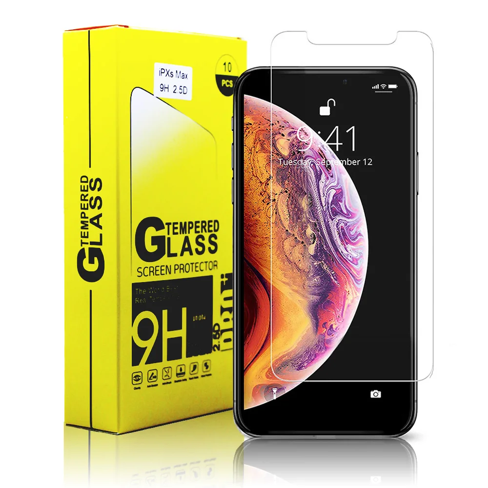 

0.3mm 9H Phone Tempered Glass Screen Protector For iPhone 12 Tempered Glass with Retail Packing, Transparent