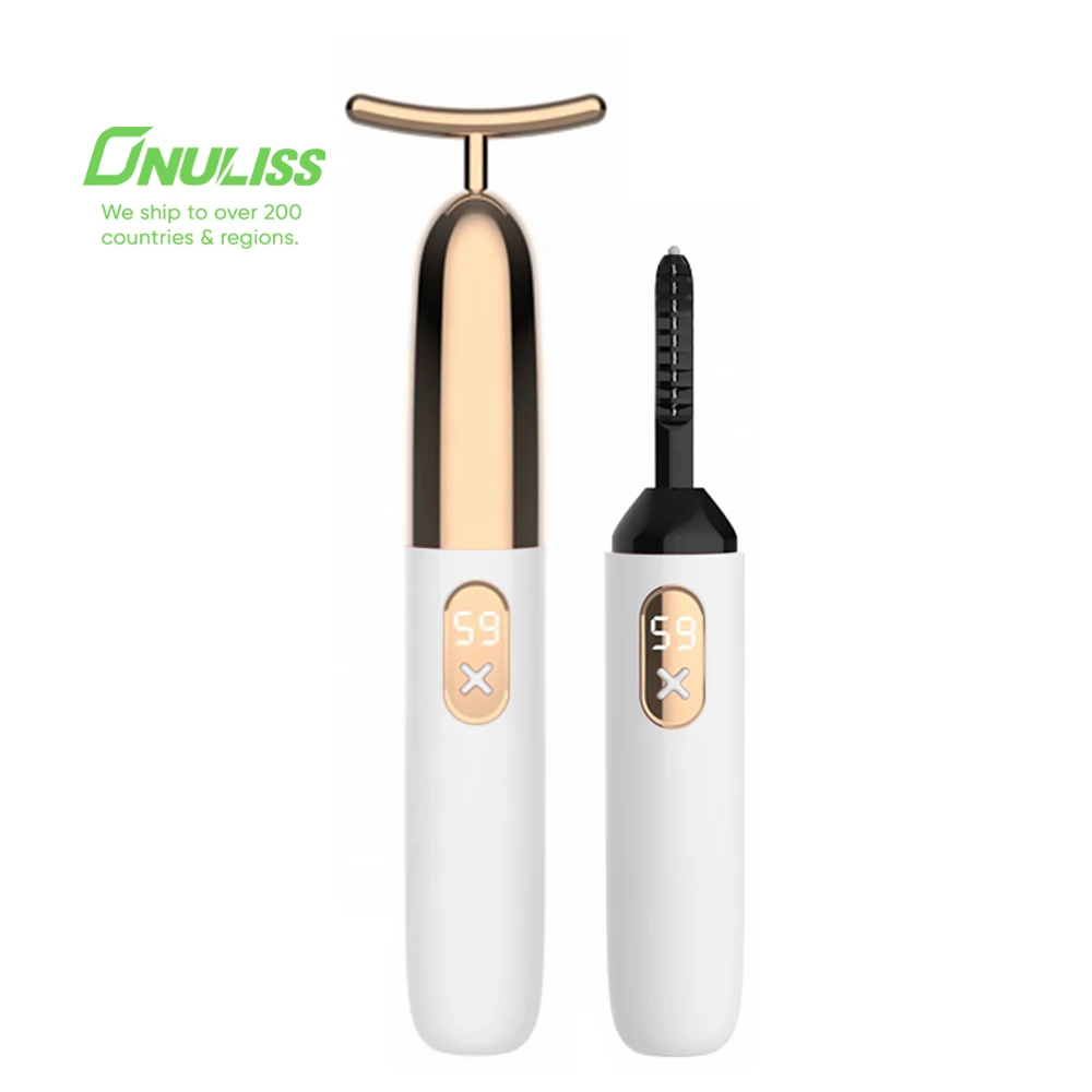 

Face Beauty Equipment Face Massage 2 in 1 Beauty Bar Partial Pink Wholesale Electric Eyelash Curler Heated, White.red