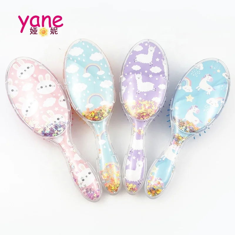 

Quicksand Sequins Oval Airbag Comb Flash Powder Cute Cartoon Transparent Hair Brush, Custom made