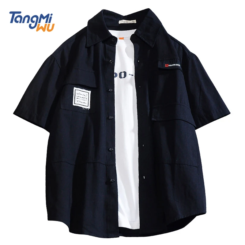 

Wholesale LOGO Custom Cargo Shirts For Men 100%Cotton Plain Short Sleeve Button Up Shirt