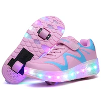 

Wholesale USB Rechargeable kids LED 2 roller skate wheel sports shoes