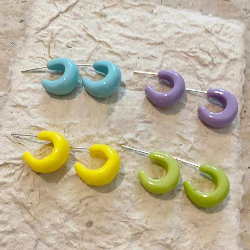 

KAITIN Simple Acrylic C Shape Stud Earrings New Fashion Color Geometry Earrings Jewelry For Women Girls Jewelry