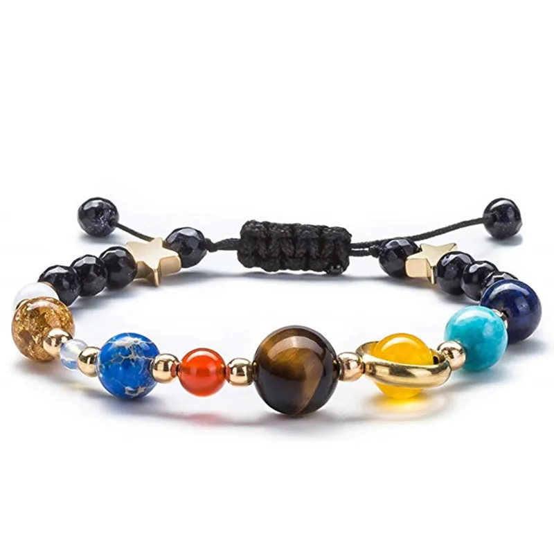 

Fashion Universe Galaxy Eight Planets Solar System Guardian Star Natural Stone Chakra Beads  Women Men Planet Bracelet, As the picture