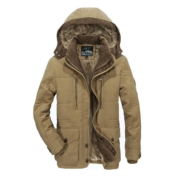 

Thicken Fleece Lined Coats Men's Work Hooded Jacket Winter Warm Coat Outdoor Cargo Outwear Windbreaker Parka Man, Khaki,army green,brown,dark blue