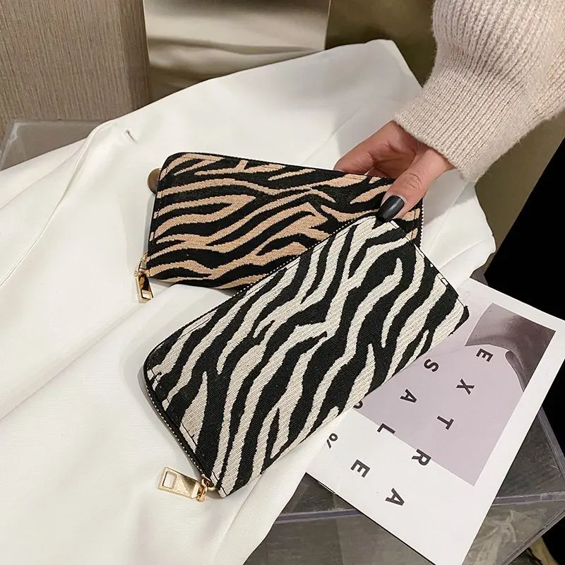 

Fashion Long Multi-card Wallet Purse The zebra grain Mobile Phone ladies card designers wallet for women