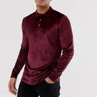 

2019 regluar fit classic cut men custom polo collar with button placket long sleeve polo shirt in velour