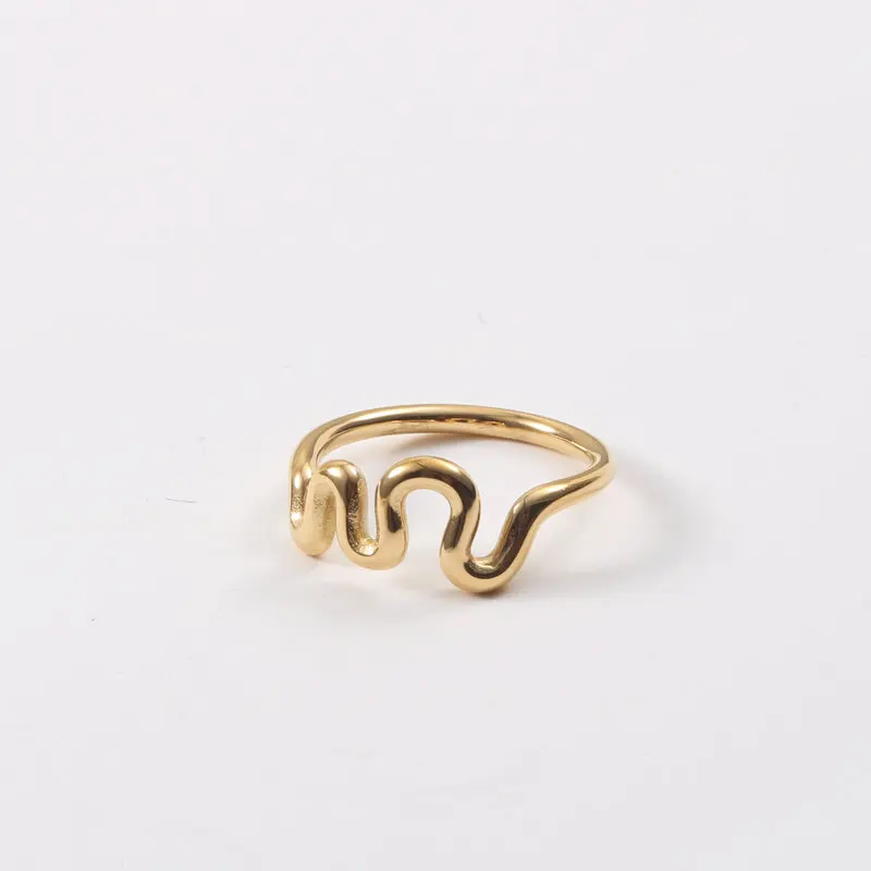 

Joolim Jewelry 18K Gold Plated Bend Lines Waved Stainless Steel Rings for Women Tarnish Free & Waterproof