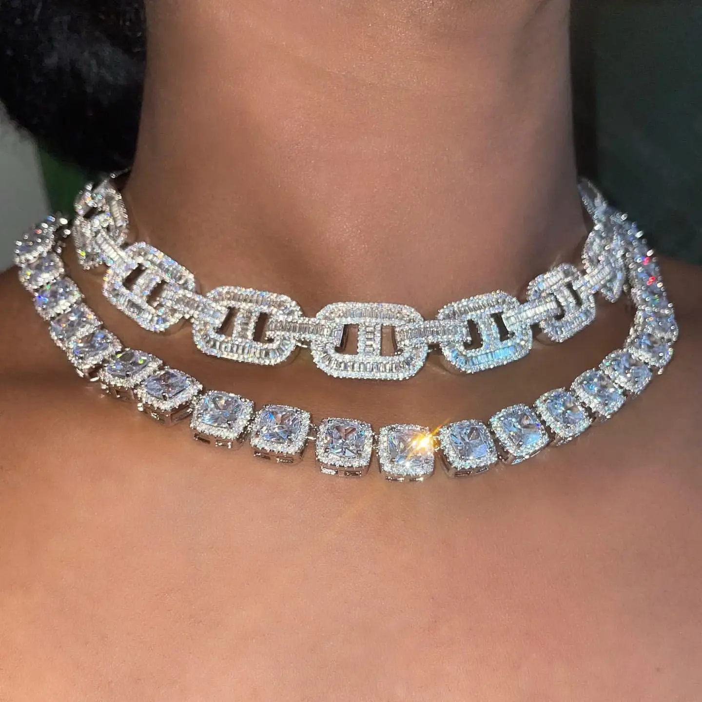 

micro pave cz hip hop women men necklace ice out bling coffee beaded exaggerate thick chain choker, Customized