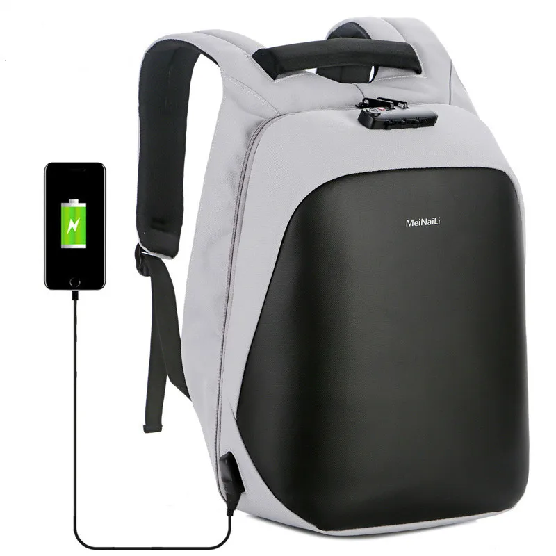 

Black Anti Theft Custom Code Lock Nylon PU Leather Laptop Backpack Bags for Man