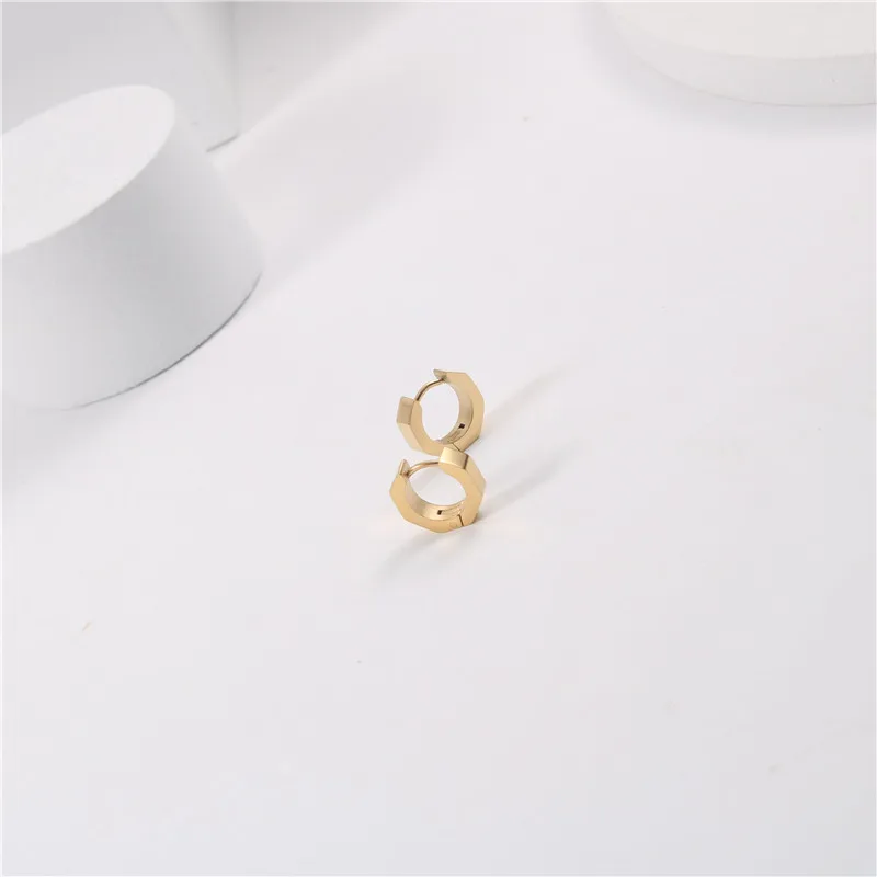 

2021 PVD Gold Plated Hexagon Hoop Earring Stainless Steel Huggie Earring Trendy Jewelry Gold Jewelry Tarnish Free