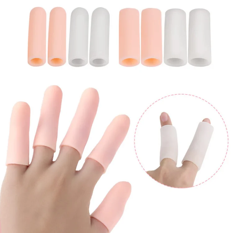 

Silicone Finger and Toe Cap Toe Protector Gel Feet Corrector Finger Protectors, White and skin