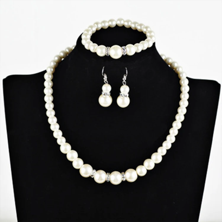 2020 SAF wholesale pearl alloy rhinestone Korean new grace fashion women necklace and earring jewelry sets