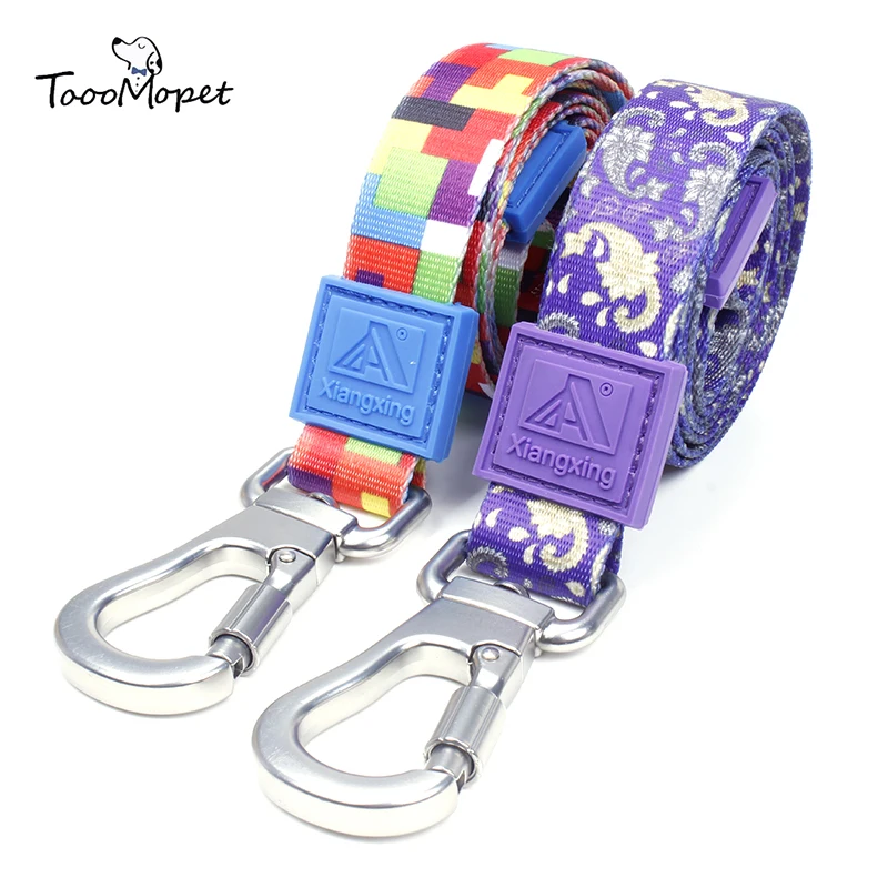 

Xiangxing Luxury Polyester Dog Leash Pvc Sign Metal Buckle Keyring Logo Custom Pet Leash, 9 colors