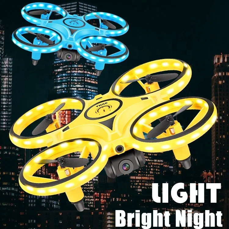 

Newest 3 In 1 RC Induction Hand Watch Gesture Control Mini UFO Quadcopter Drone With Camera Led Light Levitation Induction Aircr, Yellow / blue