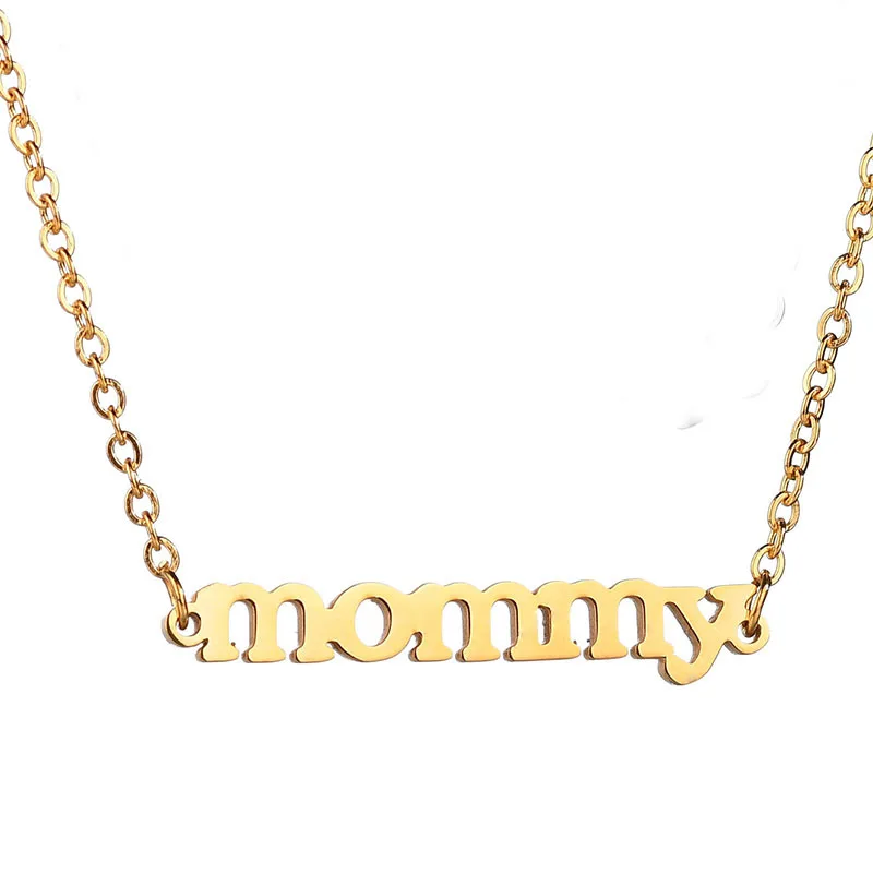 

14K Gold Mother's Day Gift Stainless Steel Letter MOMMY Pendant Jewelry Necklace for MOM Mother, Gold,silver