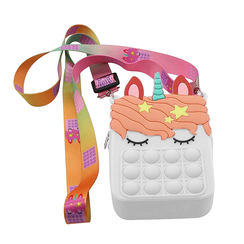 

Reduced Pressure Handbag Shoulder Bag,Push Bubble Fidget Sensory Toys,Unicorn Push Bubble Purse, Multicolor choice